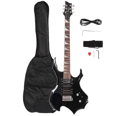 Flame-Style Electric Guitar Pack – HSH Pickups, Tremolo Bridge, 24 Frets, Black with Bag, Strap & Accessories image 3