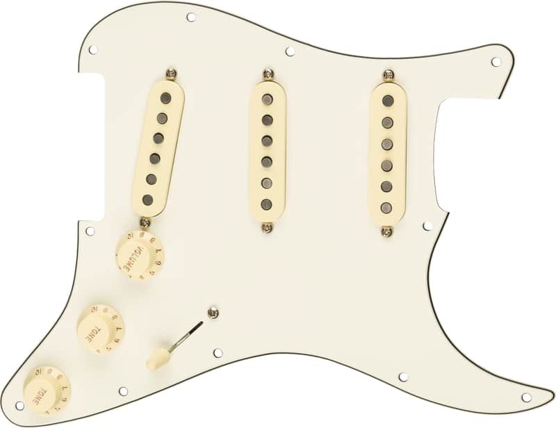 Mint Fender Pre-Wired Strat Pickguard, Custom Shop Texas Special SSS, Parchment image 1