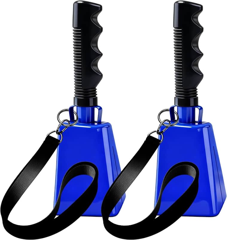 Cow Bell, 2PCS Cheering Cowbells for Sporting Events, 10 Inch Large Cow Bells Noise Makers, Metal Cowbell Instrument with Ergonomic Handle for Football Games, Parties, Graduations, Farm Ranch image 1