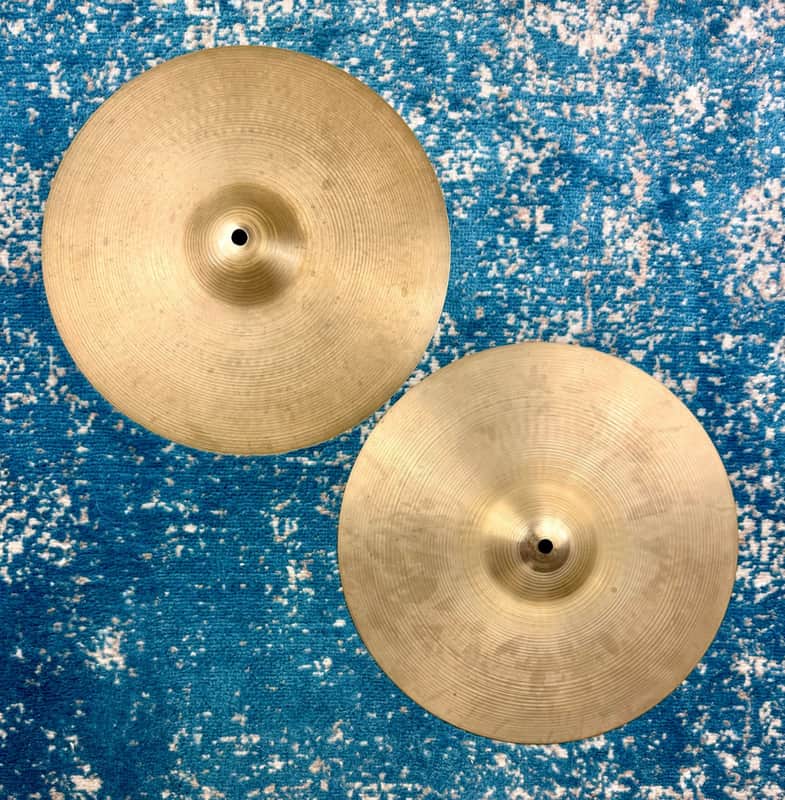 14" VERY LIGHT 1960s EARLY Zildjian A NEW BEAT Hihats 843g 1380g image 1