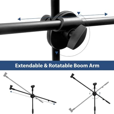 MR DJ MS-300 Universal Adjustable Tripod Microphone Stands Adjustable Boom Stage with Mic Holder Clips image 8