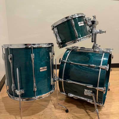 ~RARE!~ MIJ Yamaha Recording Custom 4-Piece 10/12/16/22 Drum Kit Set in Deep Aqua Stain Lacquer image 2