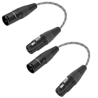 XLR to XLR Microphone Cable, 3-Pin Female to 3-Pin Male XLR Microphone Cable - Balanced and Shielded XLR Cable 2 Pack (6 inches), Grey image 1