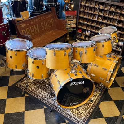 VINTAGE 1980's Tama Superstar Double Bass Drum Set in Natural Gloss - 14x24, 14x24, 8x12, 9x13, 10x14, 12x15, 16x16, 16x18 image 10