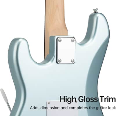 Electric Guitar, 39" Beginner Electric Guitar Kit, Matte Finish, HSS Pickups, Guitar Starter Kit with AMP, Includes Digital Tuner, Strings, Pick, Vibrato Bar, Capo, Strap, Gig Bag, Blue image 3