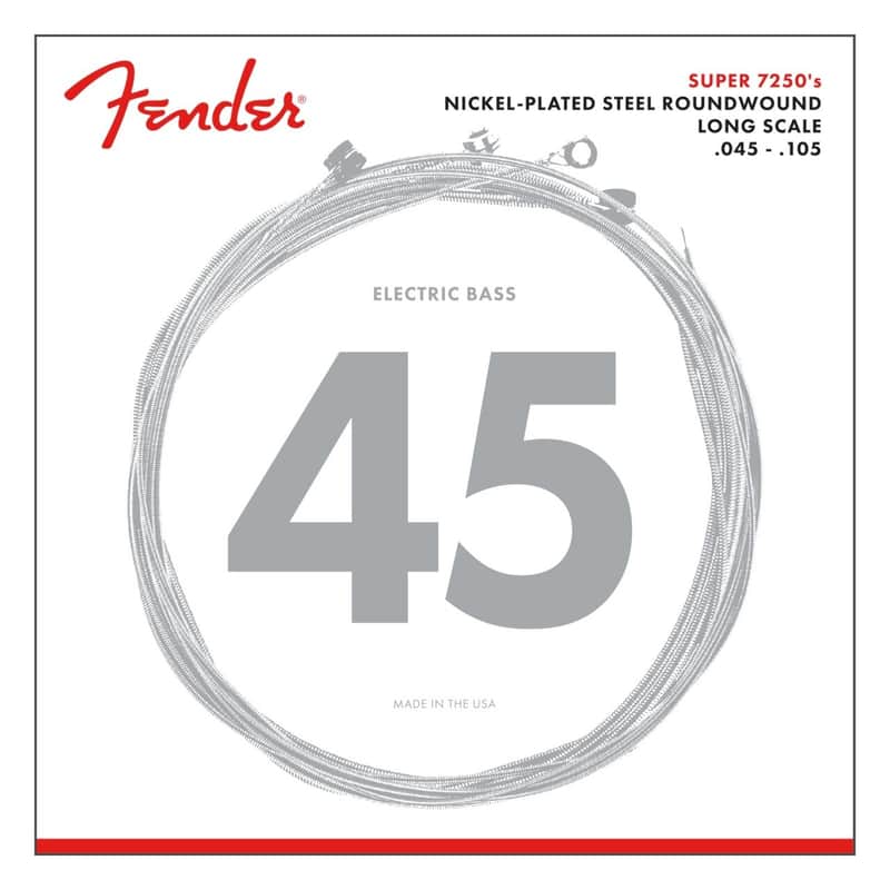 Fender 7250M Long Scale Nickel Plated Steel Bass Strings .045-.105 Gauges image 1
