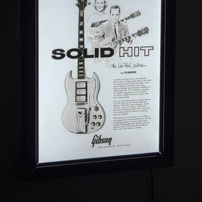 1961 Gibson Guitars Backlit Movie Style Poster Les Paul/Mary Ford Gibson 3 Pickup SG Les Paul Custom 16 X 20 Man Cave, Music Room, Garage Item Killer Cool image 2