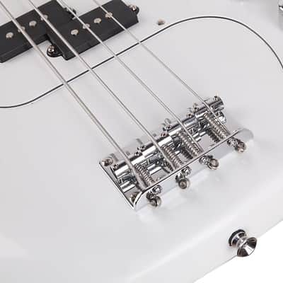 Glarry GP Electric Bass Guitar White w/ 20W Amplifier Bag + Tool + Strap + Plectrum image 13