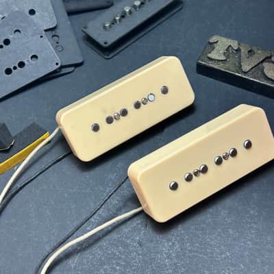 General Vintage Tone P90 Soapbar  pickup set Custom rod magnets Cream cover - Cream covers image 1