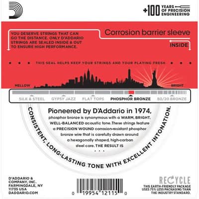 D'Addario EJ17 Phosphor Bronze Acoustic Guitar Strings, Medium, 13-56 image 2