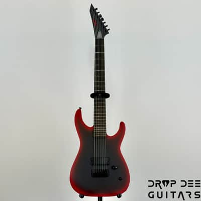 ESP LTD M-7HT Baritone Black Metal 7-String Electric Guitar - Black Red Burst Satin image 2