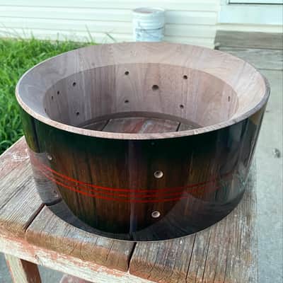 JDS Extra Thick Walnut/Padauk Stave Snare Shell 13 X 6 image 7