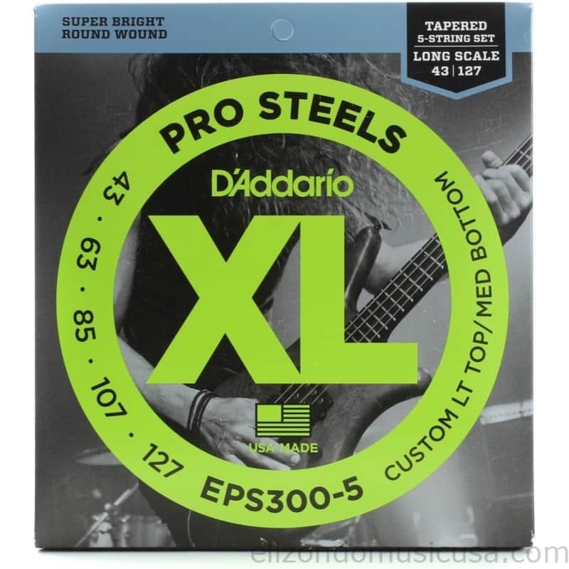 D'Addario ProSteel EPS300-5 .043-.127 5-String Bass Guitar Strings 019954902377 image 1