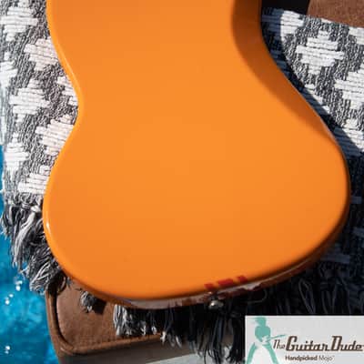 Fender MG-73 - 70's Mustang with Racing Stripe Reissue - Capri Orange with Matching Headstock & Racing Stripes - Pro Set Up w Perfect Frets/Action/Intonation! image 13