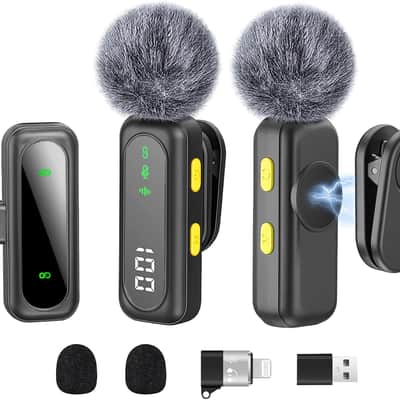 Wireless Lavalier Microphone for iPhone Mini Mic Android/Tablet/PC Video Recording Clip-on Mics with Rotatable Clip&Denoise Recording, Ideal for Vlog Tiktok Youtube Podcast Content Creator image 1