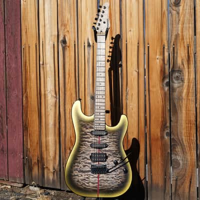 Schecter USA CUSTOM SHOP CET 50th Anniversary PROTOTYPE Metallic Gold w/Black Burst 6-String Electric Guitar w/ Black Tweed Case image 2