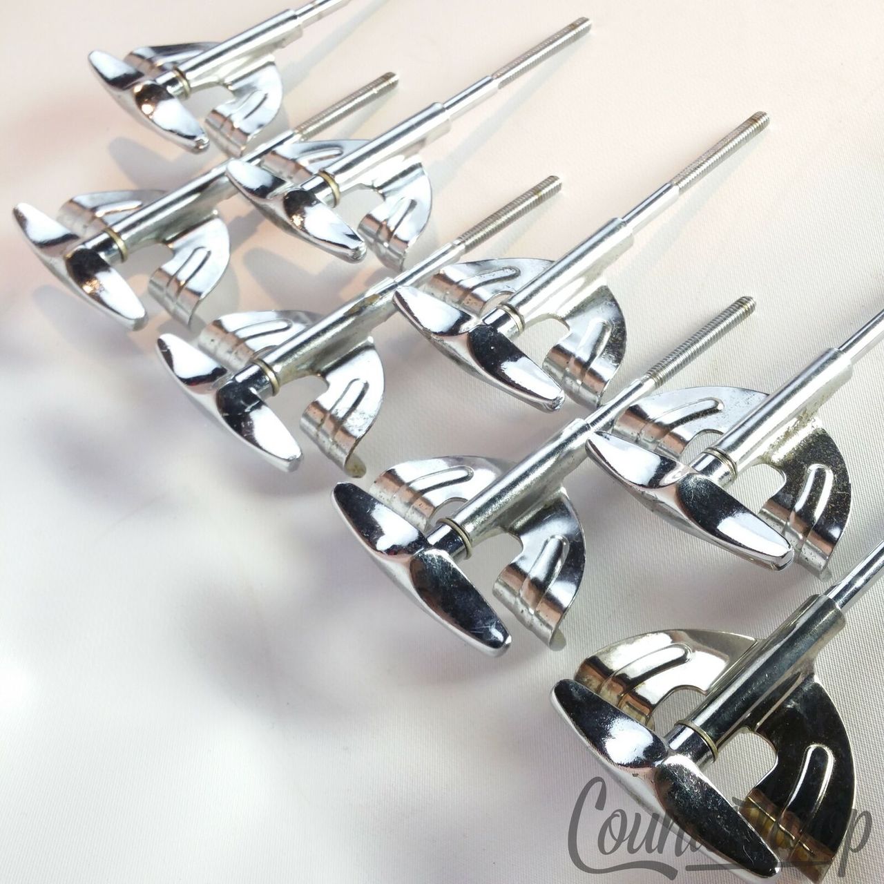Pearl 8x Bass Drum Tension T-Rods+Claws Metric Japan Chrome 4 3/16" Vintage 70s — main photograph