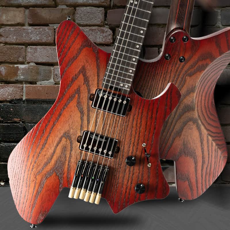 Eart GW2-Pro Headless Electric Guitar, Roasted Ash Body,24F Rounded Ends Jumbo Stainless Steel image 1