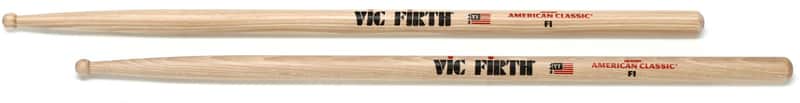 Vic Firth American Classic Drumsticks - F1 - Wood Tip (3-pack) Bundle image 1