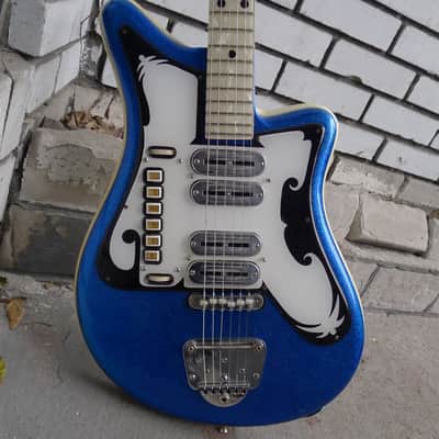 Dega Morbidoni Italy Bartolini Sumlin 1962 Blue Sparkle Surf blues guitar Rare Vintage image 1