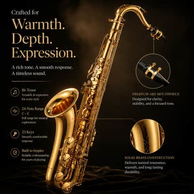 Gold Lacquer B♭ Tenor Saxophone Outfit w/ Case & Accessories image 3