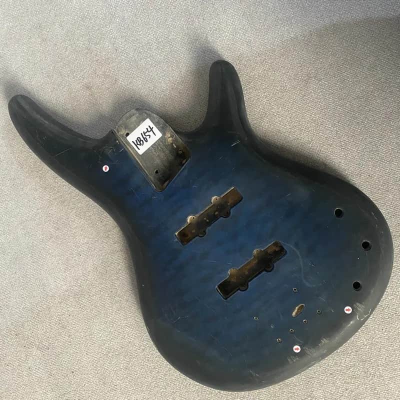 Blue Tiger Maple Top 4 String Bass Basswood Body image 1