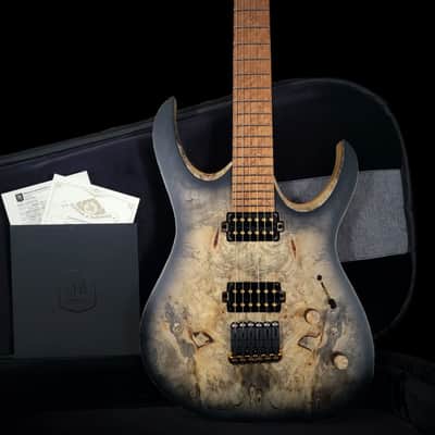 Mayones Duvell Elite 6 Master Grade Buckeye Burl Thin Black Burst image 1