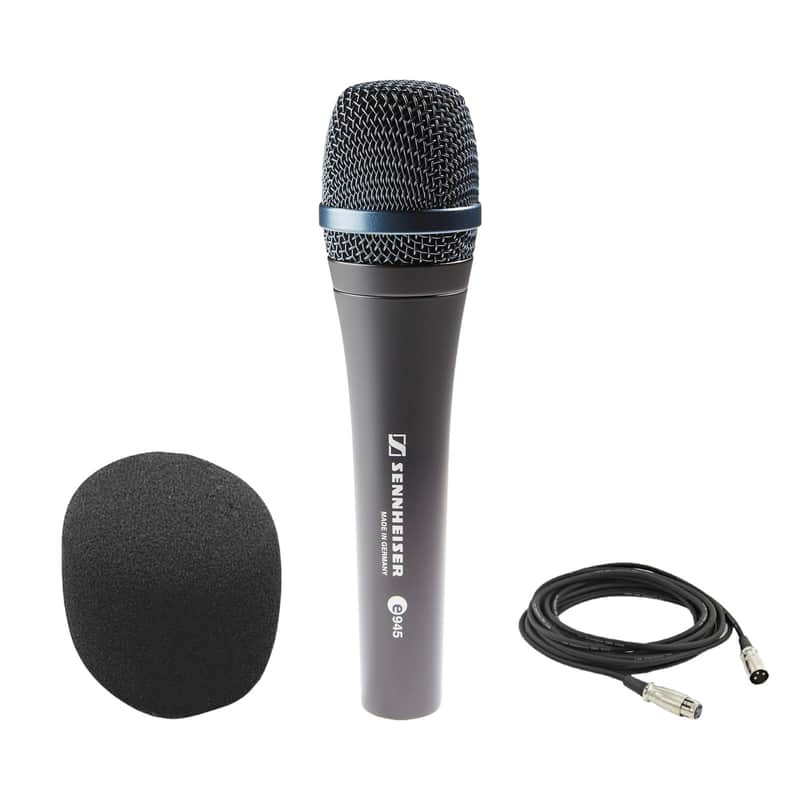 Sennheiser e 945 Supercardioid Dynamic Vocal Microphone with On-Stage ASWS58-B Foam Windscreen & XLR Cable image 1
