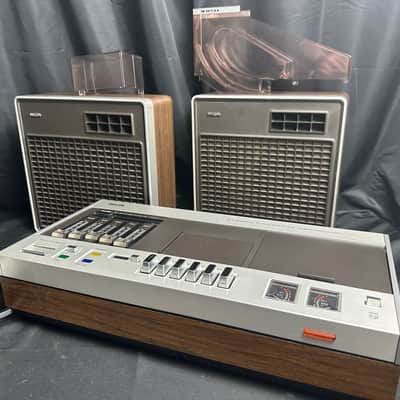 [EXTREMELY RARE] Vintage Philips N2408 Cassette Tape Deck with Original Speakers, Headphones and Optional “Ski Slope” Tape Loader image 2