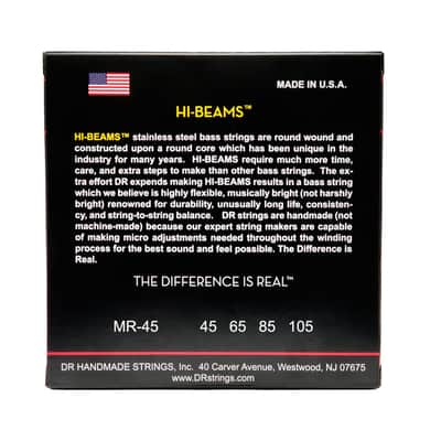 DR LMR-45 Hi-Beams Round Core Bass 4-Strings 45-105 - String Set for 4 String Bass Guitar image 2