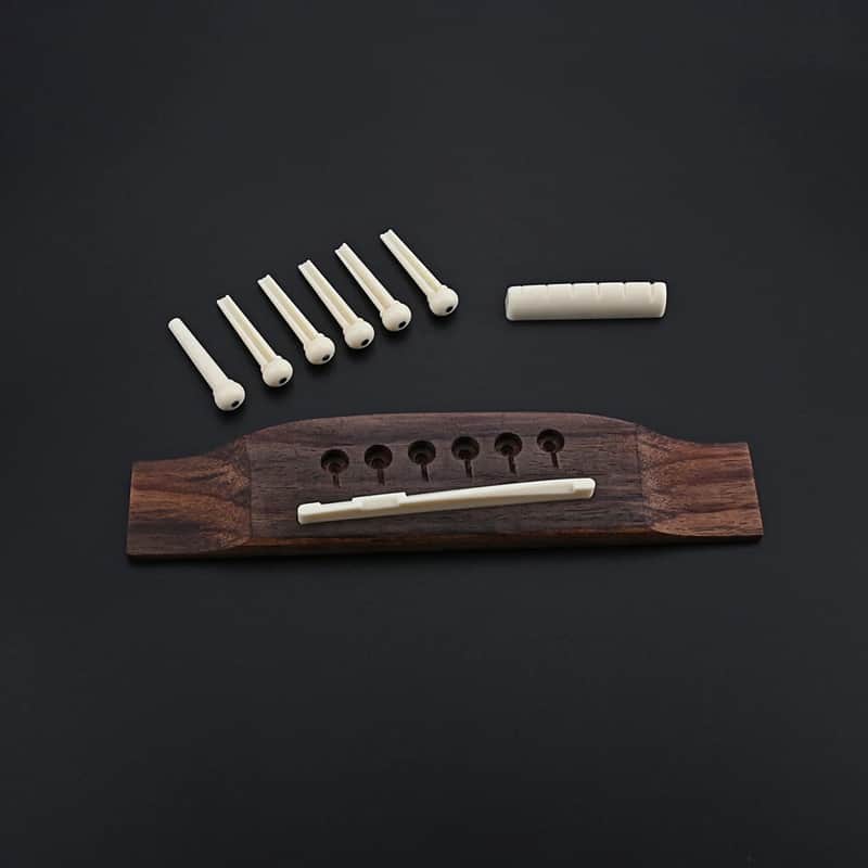 New Acoustic Guitar Rosewood Bridge Saddle Pearl 6Pcs Pin for 6 String Guitar image 1