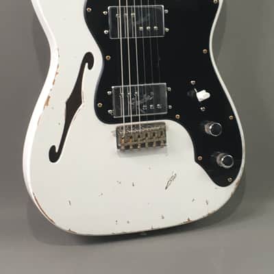 Vintage Custom USA Made Semi-Hollow TL72 Thinline Tele Chambered F Hole Relic White Fender Wide Ranges 6.6 Lb HSC image 14