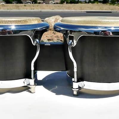 Toca Custom Deluxe Wood Bongo Set 7" and 8 .5" - Matte Grey Finish - PV MUSIC Drum Shop Inspected Tuned and Tested - Play / Sound Great - Excellent (Near Mint) Cosmetic Condition image 4