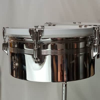 Rogers COB Timbales NOS-OG-Box 6.5"x13/14"+Big R Stand+Cowbell Mount Brass Drums image 7