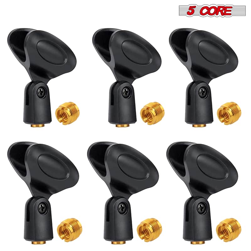 5 Core Microphone Clip Holder 6 Pieces with Screw Adapters 5/8 to 3/8 Inch image 1
