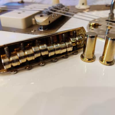Gold Fender Squier Jaguar/Jazzmaster/Mustang Bridge 52mm String Spacing with Thimbles & Loctite Applied image 2