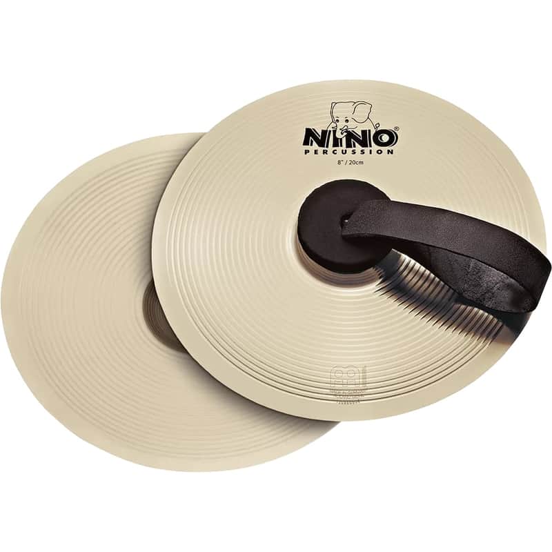 Nino Percussion 7" Marching Cymbal Pair with Holding Straps, Nickel Silver (NINO-NS18) image 1
