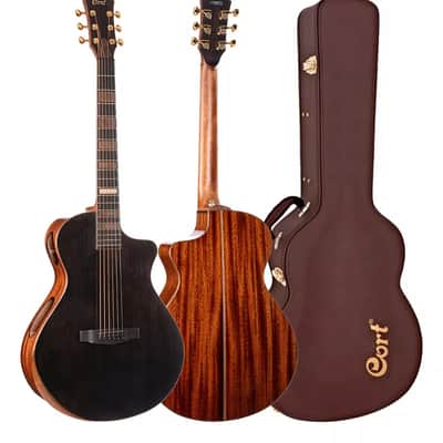 Cort MODERNBLACK Modern Concert Body Venetian Cutaway Solid European Sitka Spruce Top Walnut Reinforced Mahogany Neck 6-String Acoustic-Electric Guitar w/Hard Case image 1
