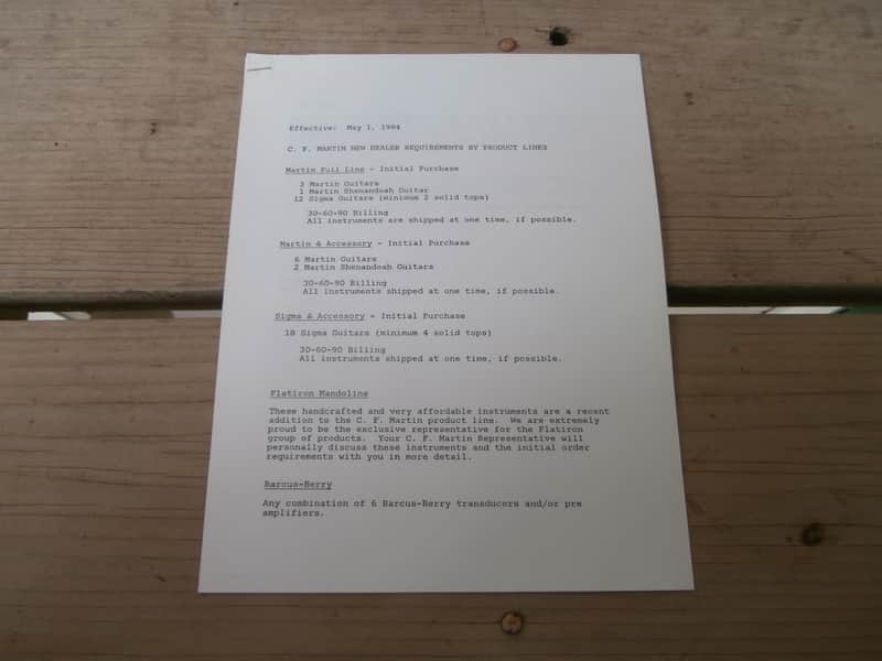 Vintage 1984 C. F. Martin New Dealer Purchase Requirements Letter! Super Rare, Original Case Candy! image 1
