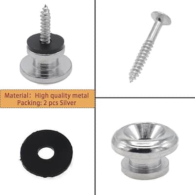 2pcs Silver Metal Guitar Strap Locks, Mushroom Style Guitar Strap Lock Buttons, Electric Guitar Strap Locks, Mushrooms Head Guitar Strap Button for Guitar Bass Ukulele image 3