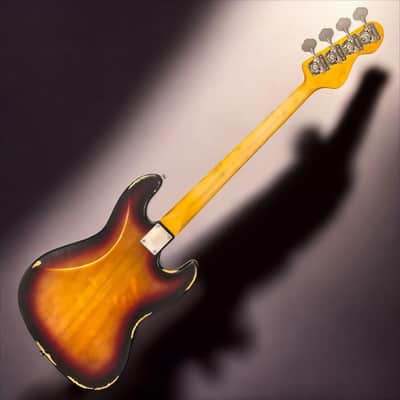 Vintage LV74MR-JP Icon Series Fretless Left-Handed - Sunset Sunburst image 5