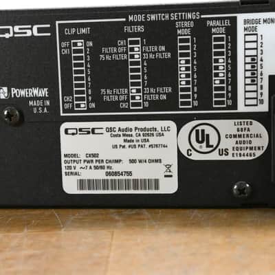 QSC CX502 2-Channel Power Amplifier CG012F7 image 7