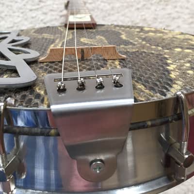 Vintage Chin Chin 4 string Banjo with Snake Skin Head image 7