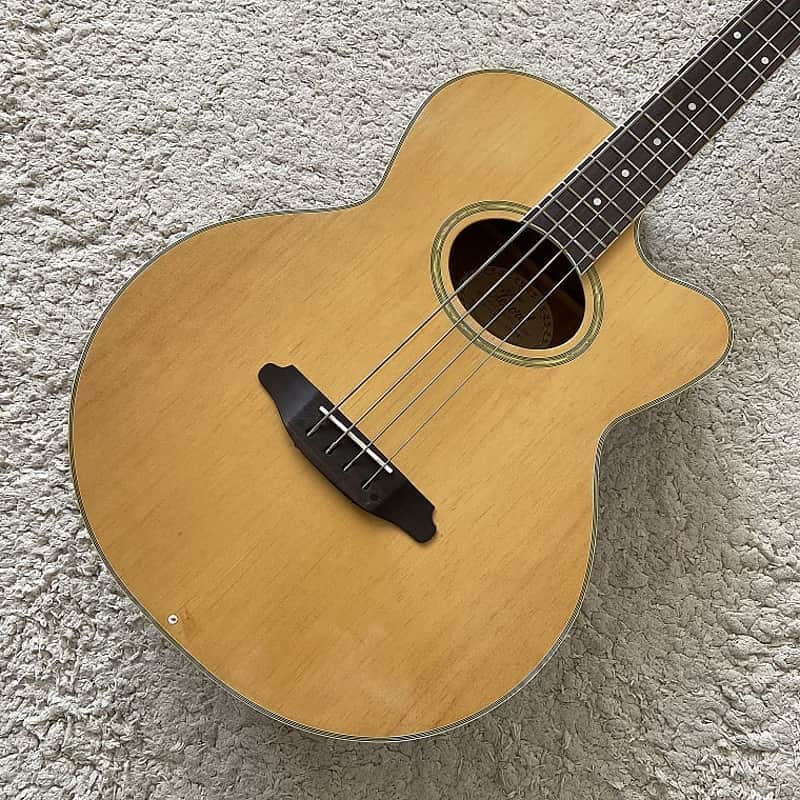 Aria 4 String Acoustic Electric Bass, Spruce Wood Top Body, Mahogany Neck image 1