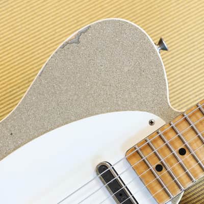 2018 Fender Custom Shop Double Esquire Limited Edition Electric Guitar Relic Silver Sparkle + COA OHSC image 5