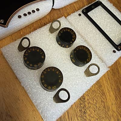 Original 1974 Gibson SG bundle: pickguard, poker chip, one pickup ring, 4 speed knobs, 4 pointer washers, period screws image 12