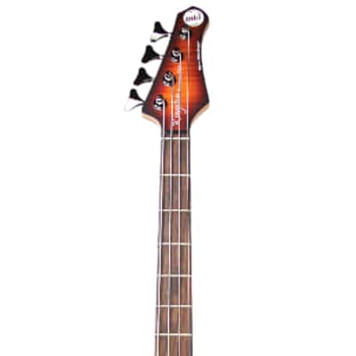 MTD Kingston Kingston Saratoga Deluxe 4 Deep Cherry Burst Satin, Indian Laurel Fretboard image 6