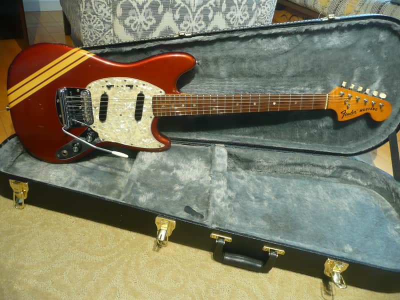 Fender Mustang Guitar with Rosewood Fretboard 1969 - 1973 Competition Red image 1