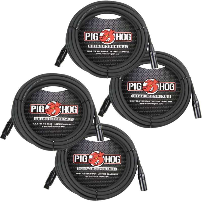 4 Pack Pig Hog PHM20 High Performance 8mm XLR Microphone Cable, 20”FT -New image 1