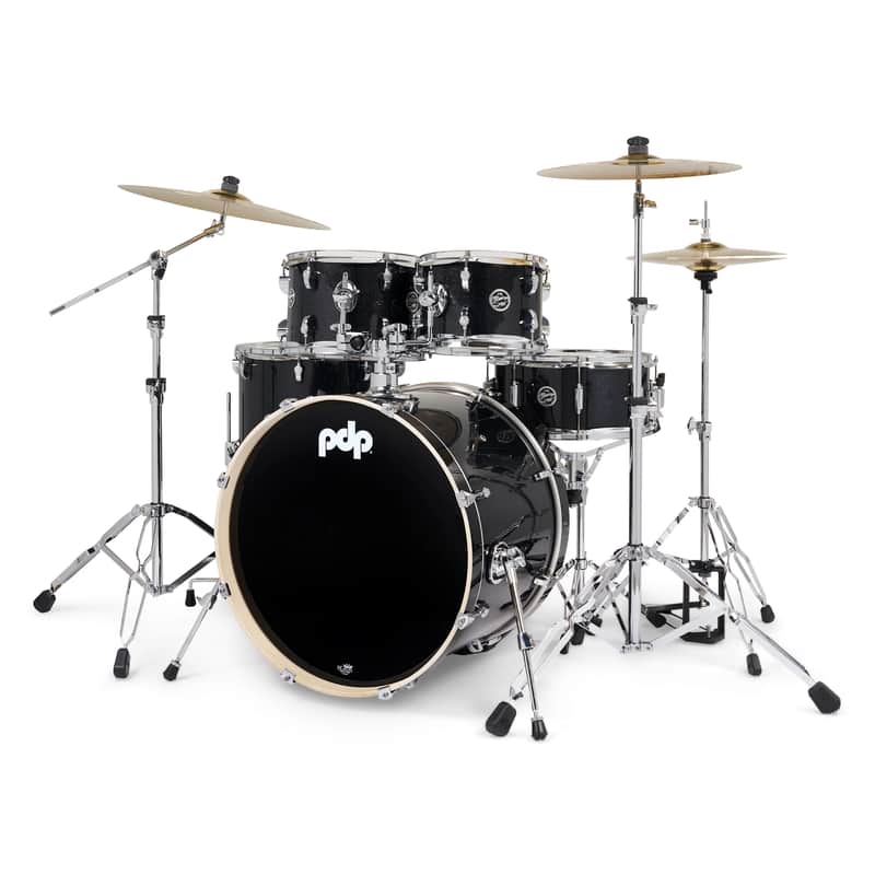 PDP Mainstage Black Sparkle Drum Kit w/HW, Paiste 101, throne image 1